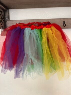 Bright Rainbow Tulle Skirt with Elastic Waist & Rainbow Love tube socks